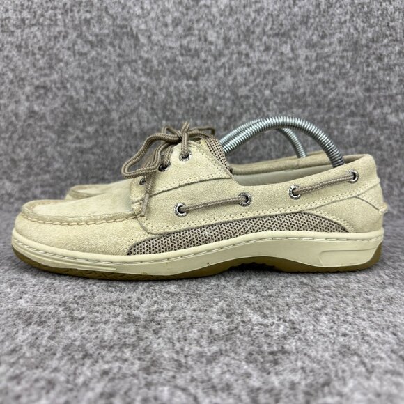 ✅ Mens 8M Sperry Top-Sider Billfish 3-Eye Boat Shoes Beige Leather Non-slip Sole - Picture 9 of 12